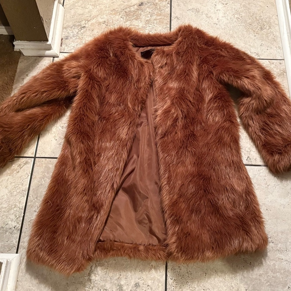 Women's Faux Fur Coat - Brown